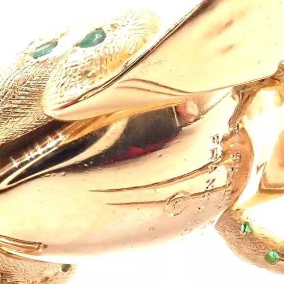 Vintage! Tiffany & Co. France 20k Yellow Gold Ruby Emerald Frog Pin Brooch - Picture 5 of 11